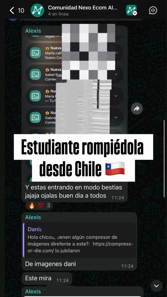 Estudiante de Chile reportando sus resultados en la comunidad