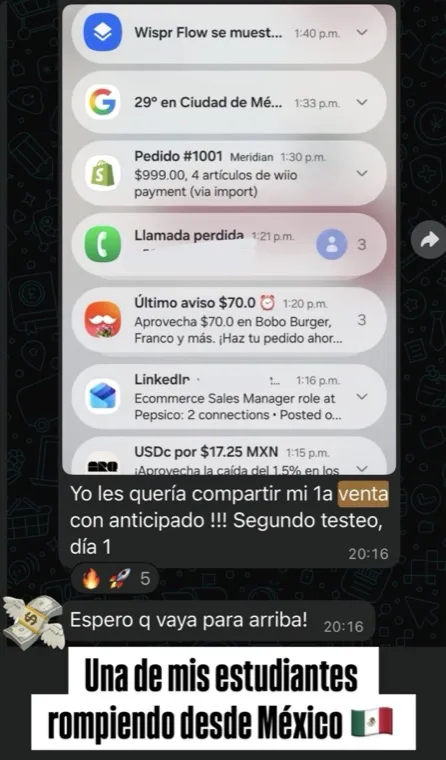Estudiante de México, primera venta con pago anticipado